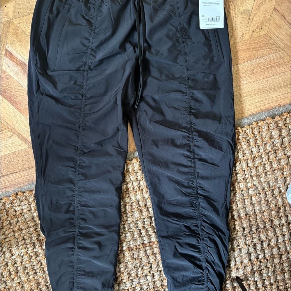 Athleta Black Jogger Sweatpants with Ruched Design